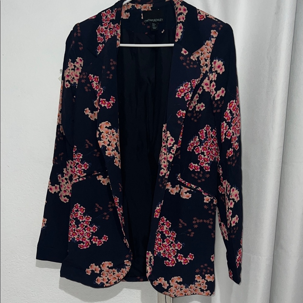 Cynthia Rowley Black Floral Blazer